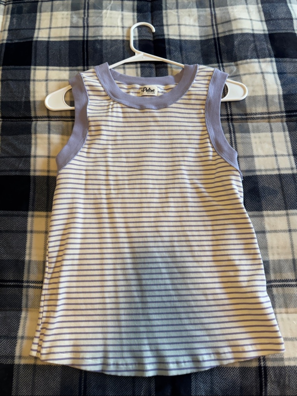 Pulse Lavender and White Striped Tank Top